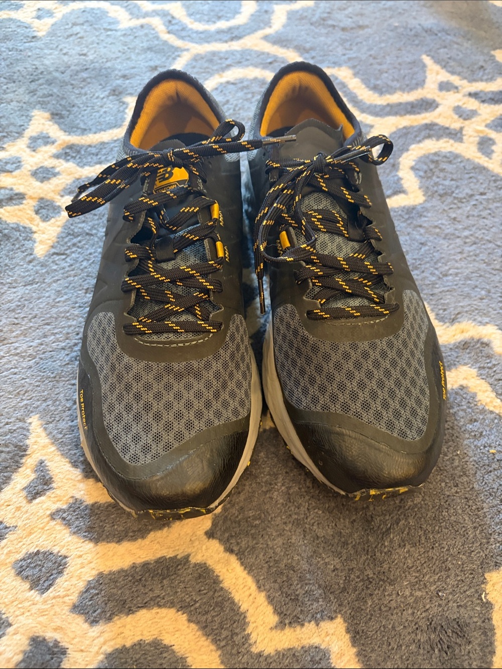 New Balance Gray and Yellow Lace-Up Athletic Sneakers